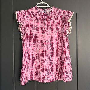 THML Pink Polka Dot Ruffle Blouse
